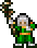 sirkirby, wearing a monks hood, monks gloves, and wielding a grand hero staff